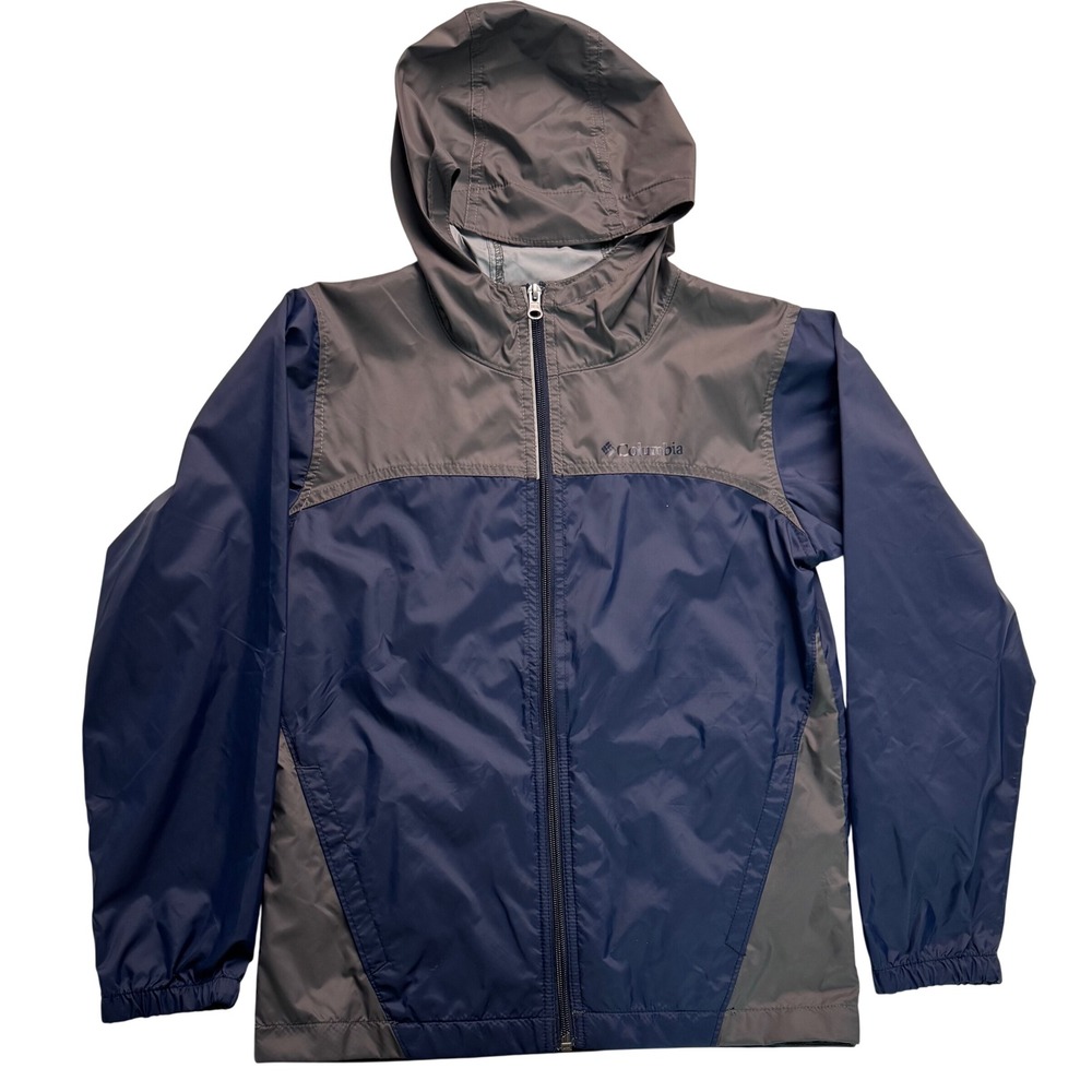 Columbia Boys Glennaker Rain Jacket Navy Grey Size Medium 10/12 outdoor hiking